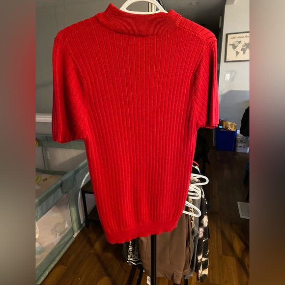 VINTAGE EAST WEST FASHIONS RED RIBBED SWEATER TSHIRT - Picture 2 of 4
